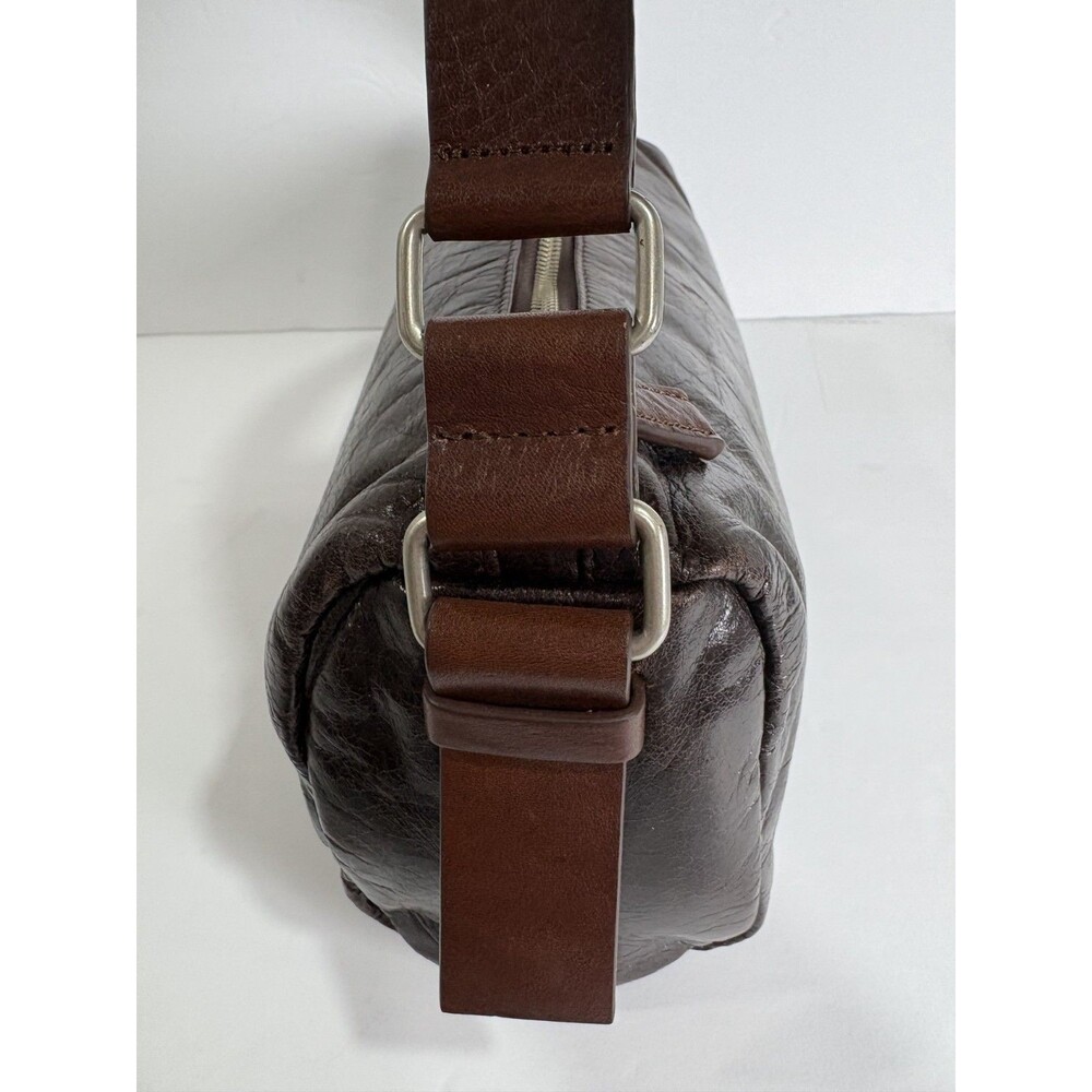 Sundance Belted Baguette Women's Leather Bag Dark Espresso Brown Purse - Picture 5 of 10